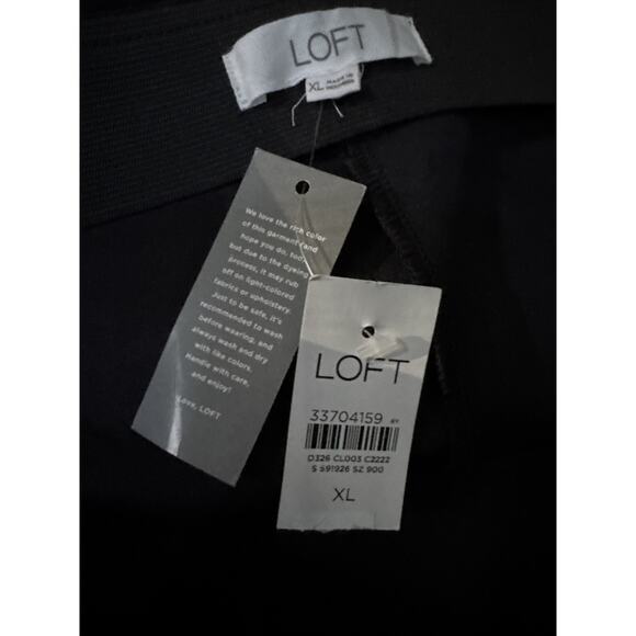 Loft Women’s XL Pull On Pants Black Velvet Like Elastic Waist Career Night Out - Picture 2 of 7